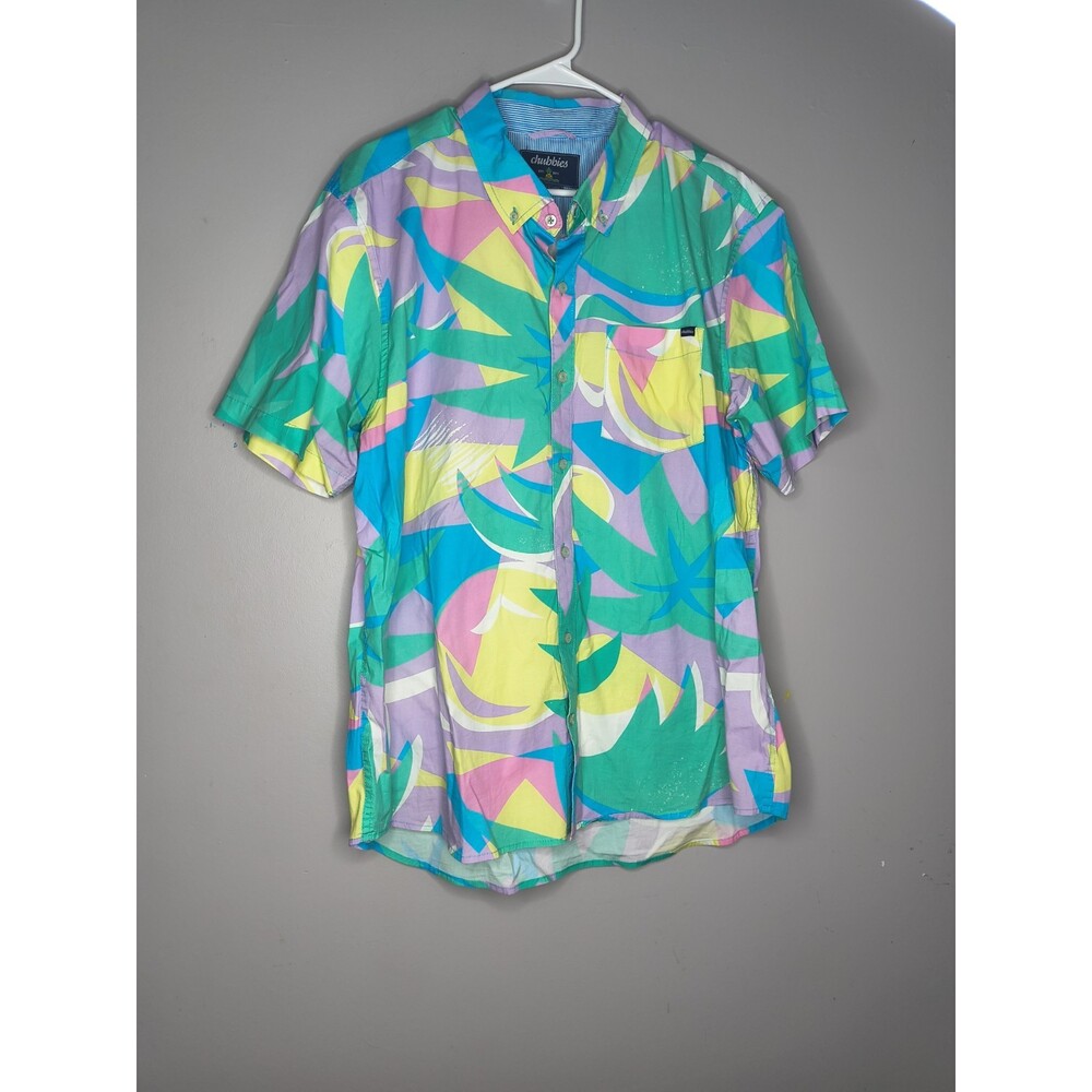 Chubbies Surfside Button Down Friday Shirt Mens Size XL Tropical Retro Easter